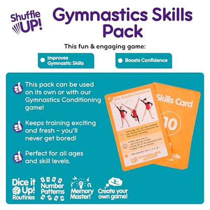 Shuffle Up Gymnastics Games Skills Pack - Family Games with 22 New Fun & Active Skills Cards for Kids, Gymnastics Equipment for Kids, Gymnastics Gifts for Girls & Boys - style: Gymnastics Skills Pack