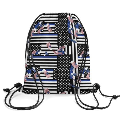 Swim Drawstring Bag Waterproof Sports Backpack for Beach Gym Training Gear Storage Lightweight Unisex Sackpack, Us American Thin Blue Line Flag Bags - color: Picture (375)