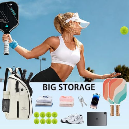 Pickleball Bag for Women Men Pickle Ball Backpack,Adjustable Sling Bag/Backpack for Tennis & Pickleball - color: White