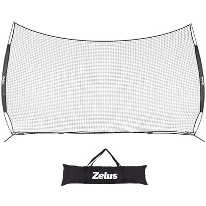 12x9ft / 16x10ft Barricade Backstop Net, Ball Sports Barrier, Practice Net for Baseball, Softball, Lacrosse, Soccer, Basketball and More - style: 16x10 ft - Black