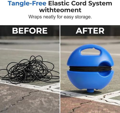 Tennis Trainer Rebounder with Weighted Base for Solo Practice, Portable Self-Training Equipment with Elastic String Ball, Tennis Practice Tool for Yard and Driveway - color: 1 * Blue