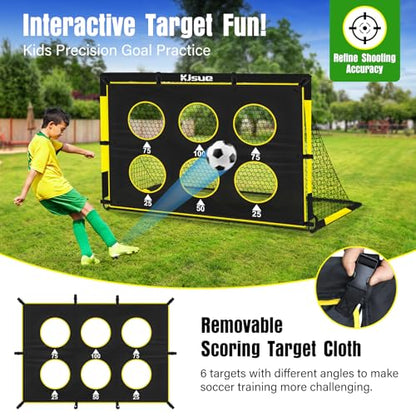 Kids Soccer Goal for Backyard Set - 2 of 6x4 ft Soccer Goals Training Equipment, Soccer Net for Kids Age 3-5 6-8 8-10 10-12, Ball, Targets for Toddler Kid Youth Soccer Games Sports Outdoor Play