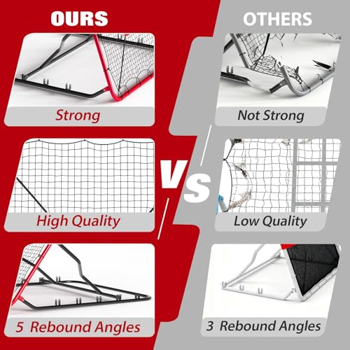 Baseball Rebounder Net 4x4.5 Ft, 5 Adjustable Angles Pitching, Fielding Trainer, Heavy-Duty UV-Resistant Bounce Back Net for Baseball, Softball, Ultra-Stable, Portable Solo Practice Equipment