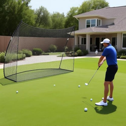 Golf Practice Hitting Net, 10 x 7 ft x 3 ft Portable Golf Nets Personal Driving Range for Swing Chipping, with Carry Bag for Backyard Outdoor Indoor Use