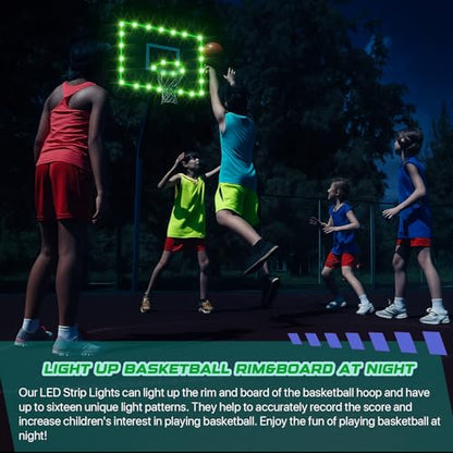 Waybelive LED Basketball Hoop Lights, Remote Control Basketball Rim LED Light, 16 Color Change by Yourself, Waterproof, Super Bright to Play at Night Outdoors, Good Gift for Kids - style: LED Basketball Rim&Backboard Light