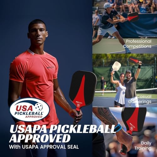 Pickleball Paddles T700 Carbon Fiber Surface Paddle USAPA Approved 16MM High Performance Lightweight Racket with Wide Face Long Grip for Men Women Beginner Starters Partners Couples - color: Single Paddle-Green
