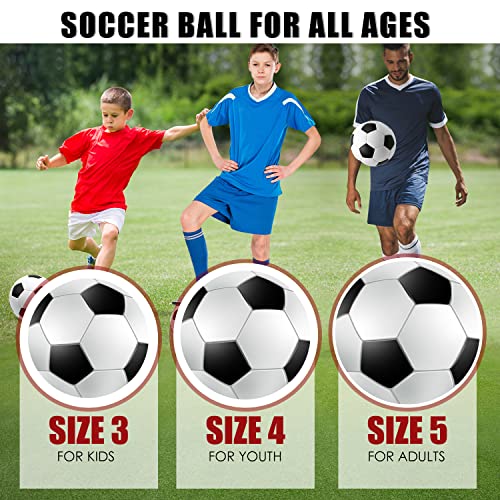 jiaonun 12 Pack Classic Soccer Balls Size 3/4/5 Inflatable with Pump for Kids,Youth and Adults, Black and White Soccer Ball Bulk