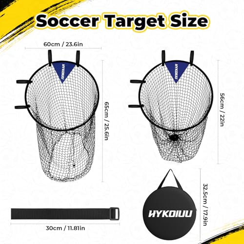 Top Bins Soccer Goal Target(2Pcs) 23.6in Soccer Target Net for Volley, Passing, Shooting Accuracy Practice Soccer Training Equipment with Carry Case