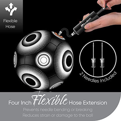 Ball Pump-Kit with Pressure Gauge - 2 Hand-Air-Pump Needles + Flexible Hose + Air Pressure Gauge - 7.5" Basketball Pump, Mini Football Pump, Volleyballs, Soccer Ball Pump + eBook HP01B