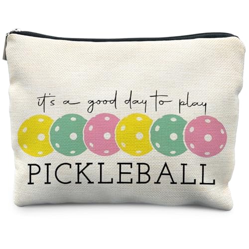 Pickleball Gifts for Women, Pickleball Makeup Bag Cosmetic Pouch, Pickleball Accessories Women - color: Colorful Pickleball