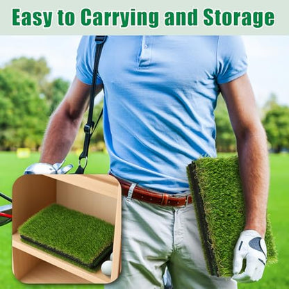 Golf Practice Mat Golf Hitting Mat for Swing, Putting & Chipping | Portable Golf Training Mat Indoor/Outdoor, Dual-Turf/Tri-Turf Golf Mat with 8 Tees