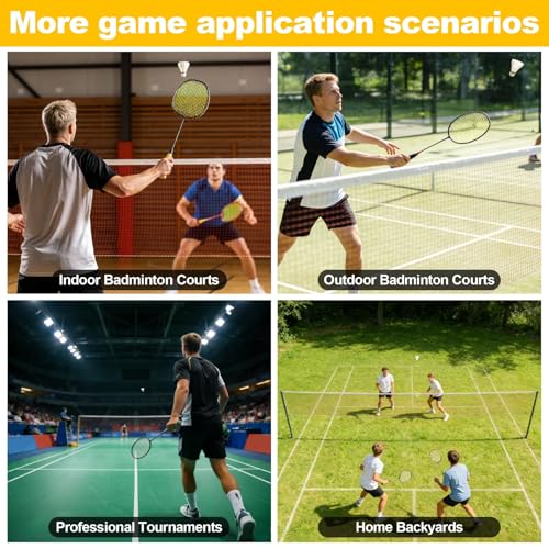 Badminton Net Replacement Only 20FT x 2.5FT – Outdoor Indoor Net with Reinforced Steel Cable, 1.8cm PE Mesh & 4 Tie Ropes, Portable Backyard Sports Net for Badminton, Volleyball & Pickleball