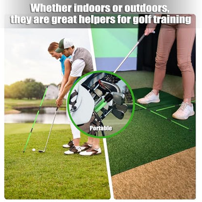 Olaismln Collapsible Golf Alignment Sticks 2Pack, 48" Alignment Sticks for Golf Training,Golf Training Equipment for Aiming, Putting and Swing with Clear Tube Case