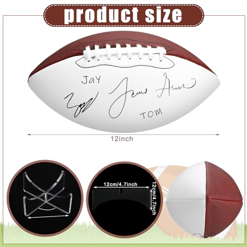 Liliful 2 Pcs Autograph Football Basketball Blank Official Size with 2 Stand 2 Signature Pen 1 Pump for Fantasy Trophy Anniversary Birthday Graduation - size: Size 9, style: 2 Sides White Football
