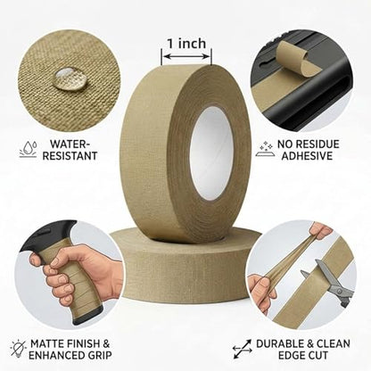 2 Rolls Magsaddle Gun Grip Tape, Non-Reflective, No Residue Goon Grip Tactical Tape for Pistol, Handgun, Rifle, Sports, Tool, Pull Up Bars, Handles, Bats, Rackets, Gym Equipment, Handrails - color: FDE