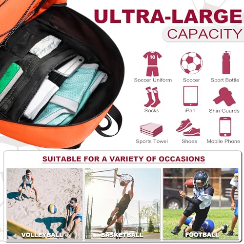 Himal Outdoors Soccer Bag-Backpack for Soccer,Backpack for Football & Volleyball & Handball,Sports Bag with Separate Cleat