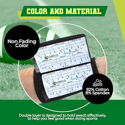 Football Play Wristbands - Adult Quarterback Gear - Wristband Playbook - Softball Wristbands for Signs - Soccer, Baseball & Catchers Wristband - QB Play Card Wrist Band Training Equipment
