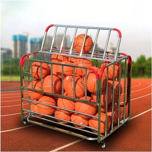Rolling Sports Ball Storage Cart, Lockable Storage Ball Cart, for School Gym Equipment, Heavy Duty Indoor Outdoor Ball Locker Cage