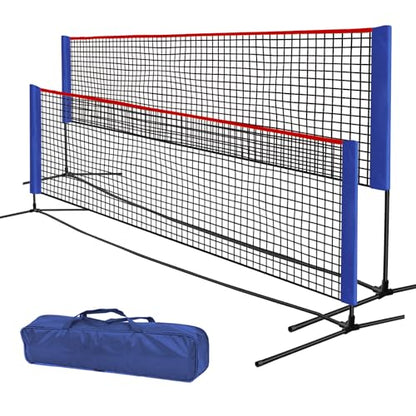 Badminton Net - Height Adjustable Portable Pickleball & Volleyball Net - 10 FT Wide Foldable Soccer Tennis Net with Poles for Kids Backyard Games Indoor Outdoor Use