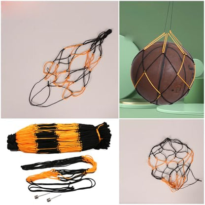 4 Pack Basketball Bag Drawstring Single Ball Net Mesh Storage Organizer Carrier Carrying Hanging Bags with Air Pump Inflation Needle For Soccer Balls Football Volleyball Basket Ball Sports