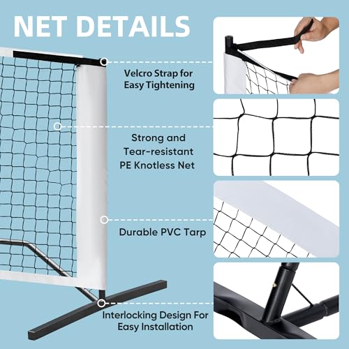 Pickleball Set with Net for Driveway, Portable Pickle Ball Net System with Stable Metal Frame and 22FT Regulation Size Net for Outdoor Indoor Game, with Carry Bag - style: Pickleball Net