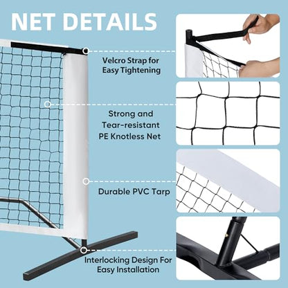 Pickleball Set with Net for Driveway, Portable Pickle Ball Net System with Stable Metal Frame and 22FT Regulation Size Net for Outdoor Indoor Game, with Carry Bag - style: Pickleball Net