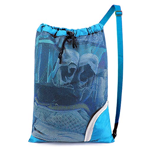 BeeGreen Mesh Drawstring Bag Swim Backpack for Beach Pool Sports Gym Draw String Cinch Bags for Swimming Soccer Basketball Gear Teal - color: Teal