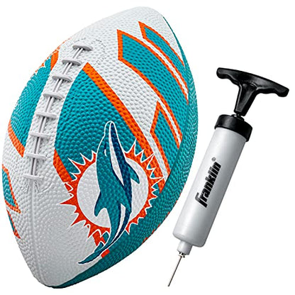 Franklin Sports NFL Team Footballs - Rubber Youth Mini Balls for All Teams - Kids 8.5" Football + Air Pump Sets - Official NFL Licensed - style: Miami Dolphins