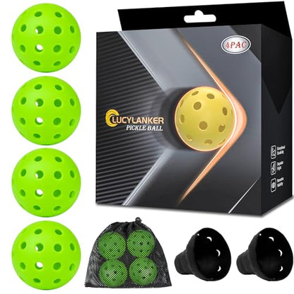 Outdoor Pickleball Balls - 40 Holes With Mesh Bag & 2 Ball Retrievers, USAPA High Bounce & Durable for All Style Paddle & Court - color: Green
