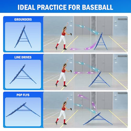 Volleyball Baseball Rebounder Net, Softball Rebounder Pitchback Net Quick Adjustments, Quick Adjustments Lacrosse Bounce Back Practice Equipment, Ideal for Outdoor Indoor and Backyard Training - size: 4FTx4FT, style: Multi-Sport Rebounder Net