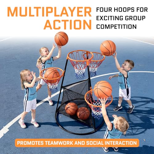 Portable Kids Basketball Hoop with Ball Storage Net – Adjustable Height Indoor & Outdoor Basketball Goal for Toddlers & Kids – Easy Assembly Youth Basketball Set for Backyard, Driveway & Playroom