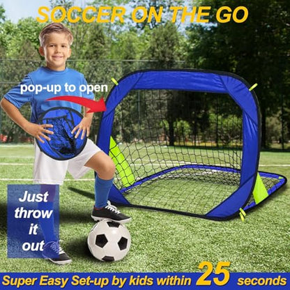 Gudahower Backyard Soccer Goal for Kids- Portable Soccer Net - Foldable and Pop up - Indoor and Outdoor Football Goal - Suitable for Games and Practice - 39.4in x 27.5in x 27.5in
