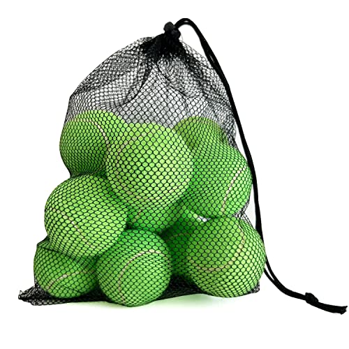 Tennis Balls, 15 Pack Practice Tennis Ball for Beginners, Training Playing Tennis Balls for Dogs, Come with Mesh Carry Bag (Light Green)