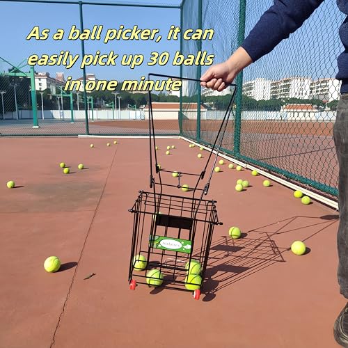 4th Improvements,Tennis Balls Hopper , Pickleball Hopper,75 Tennis Or 50 Picklel Capacity,Also As Ball Picker,Easy to Pick Up 30 Tennis Or Pickle in 1 Minute, Easily Placed in The Trunk of A Car