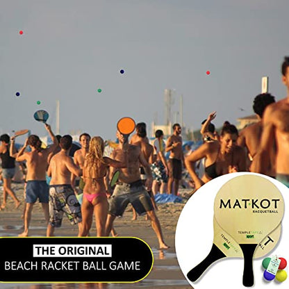 W4W Kadima Beach Paddle Ball Racket Set - Bundle Pack Includes 4 Balls & 2 Paddles