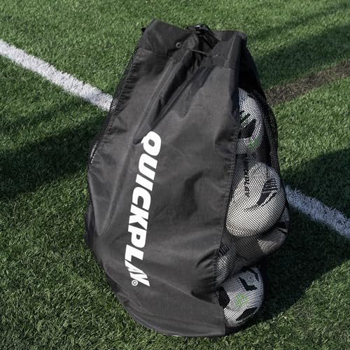 QUICKPLAY 15 Ball Soccer Bag - Large Soccer Ball Bag for 10-15 Balls, Portable Soccer Ball Carry Bag with Breatable Mesh Panels, Durable Soccer Equipment Storage for Teams