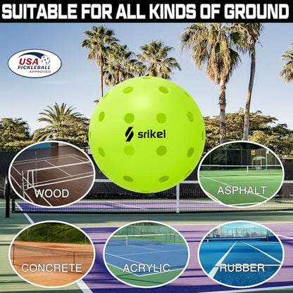Pickleball Balls-USAPA Approved Outdoor/Indoor Pickleballs,Seamless Roto-Molded Design for Durability,Crack-Resistant 40-Hole Pickle Ball for Beginner Intermediate Pro Player,6/12/36/50/100Pack