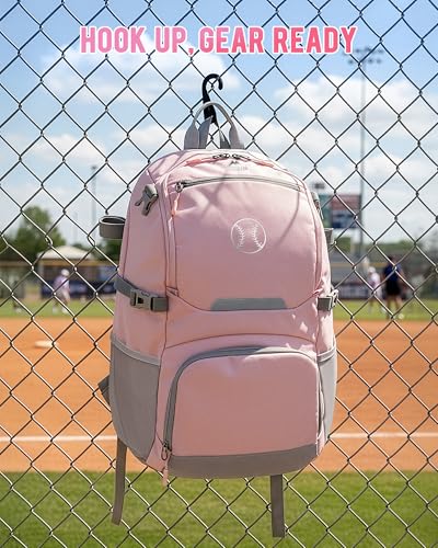 MATEIN PRO Girls Softball Bag with Helmet Net, Lightweight Softball Backpack with Ventilated Shoe Compartment & Organizer Pocket, Youth Baseball Bag with Side Pockets for 40oz Tumbler & TBall Bats