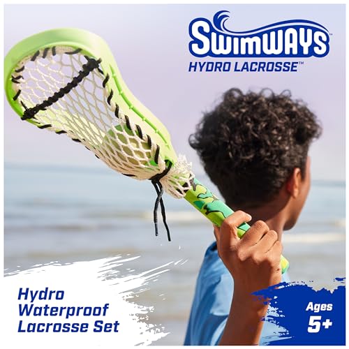 SwimWays Hydro Lacrosse, Waterproof Lacrosse Set, Outdoor Games for Adults and Kids, Sports Equipment, Pool Party Games and Toys, Blue - color: Blue (New Version)