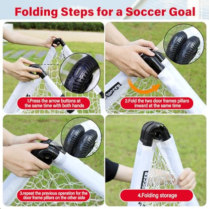 KETIEE Kids Soccer Goals for Backyard: 35" x 23" Mini Foldable Football Goals Set, Portable Kids Soccer Goal with Carry Bag & Soccer Ball for Garden Outdoor Indoor, Soccer Toy for Boys Girls Ages 3+