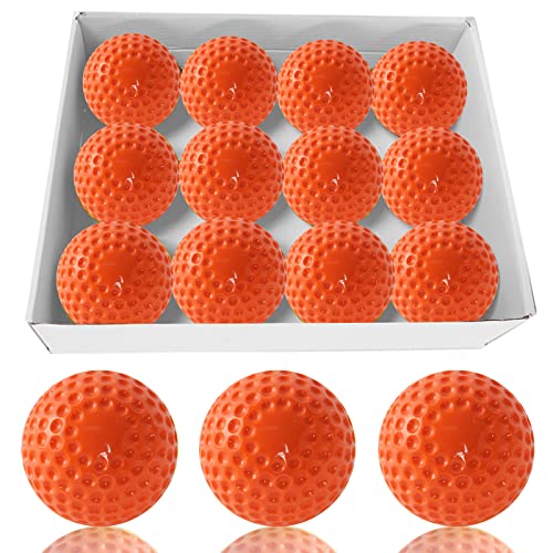 Baseballs 12 Pack Dimpled Baseballs, 9-Inch Pitching Machine Balls for Hand-Eye Coordination, Hitting and Fielding Practice - color: Orange