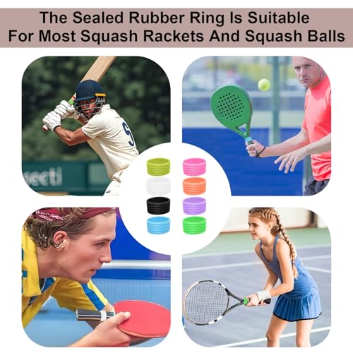 8 Color Tennis Racket Silicone Handle Grip Ring Band, Non Slip Racket Rubber Ring, Elastic Sweat‑Absorbent Overgrip Protector for Tennis Pickleball Badminton Players