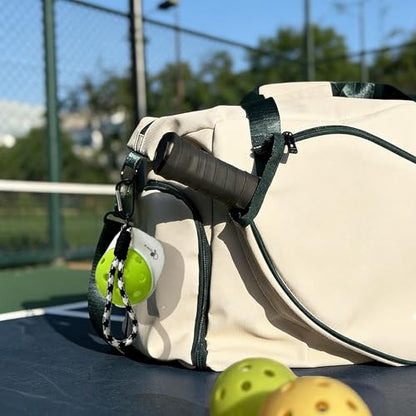 2 Pack Pickleball Ball Holder Clips, with Lanyards and Carabiners, Cap-Style Pickleball Bag Accessories for Fence, Net Post, Backpack and Paddle Bag, Orange and White