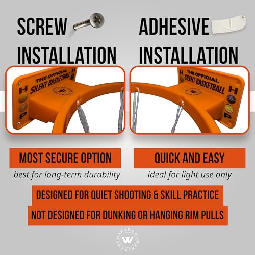 WAWAWEWA The Official Silent Basketball Hoop – Wall-Mounted Indoor Basketball Hoop for Bedroom, Apartment Shooting Practice & Skill Training – Adhesive or Screw Install