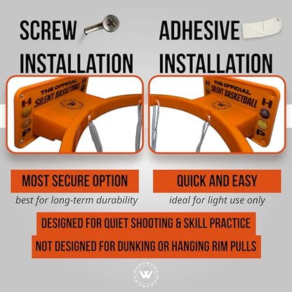WAWAWEWA The Official Silent Basketball Hoop – Wall-Mounted Indoor Basketball Hoop for Bedroom, Apartment Shooting Practice & Skill Training – Adhesive or Screw Install