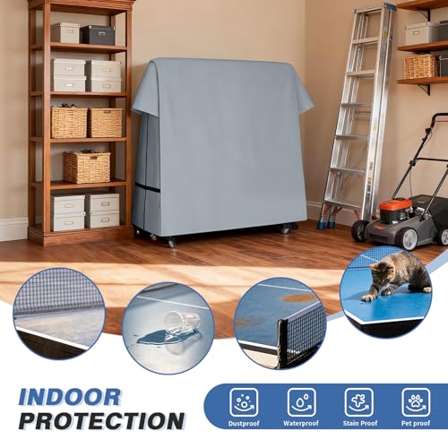 Ping Pong Table Cover Outdoor Waterproof, Dual Function Table Tennis Cover Fits Both Folding Tables and Flat Tables Indoor & Outside 68"L x 6"/30"W x 62"H, Grey - color: Grey
