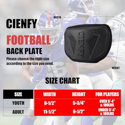 Cienfy Football Back Plate for High-Impact Protection, Universal Football Backplate for Shoulder Pads, for Youth and Adult - size: Youth, style: Black