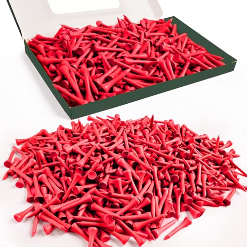 FINGER TEN Bamboo Golf Tees Wood 1 1/2 2 3/4 3 1/4 Inch Wooden Short Long Tee Color Bulk 250/500/1000/2000 Count for Men Women Kids in Red Pink USA Flag - color: Red, size: 250 Count(1 1/2 Inch)