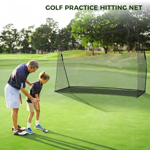DUMOS Golf Net for Backyard, 10x7 ft Golf Practice Net with Frame, Outdoor Indoor Hitting Net, Personal Driving Range for Home Garage, Sturdy Training Equipment Aids for Swing