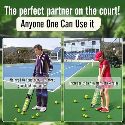 Hikeen Durable Tennis Ball Pick up Tube with 6/12 Tennis Balls,Quick Pickup & Storage Tennis Ball Tube with Shoulder Strap for Tennis Accessories - Includes 6/12 Balls - style: with 6 Tennis Balls